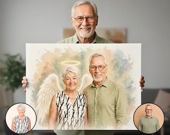 Agregar un ser querido a la foto - Retrato conmemorativo para un padre o una madre fallecidos - Regalo por la pérdida de un ser querido - Recordando a un ser querido fallecido