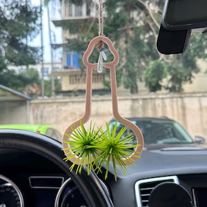 Rise & Plant Car Charm | Funny Rearview Mirror Decor | Quirky Air Plant Holder with Cross-Slot or 5-Hole Base | Gag Gift for Plant Lovers