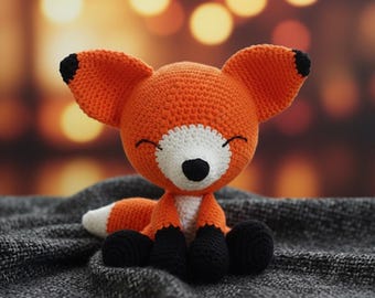 Patrón de ganchillo de zorro dormilón: peluche amigurumi de animal del bosque hecho a mano (PDF)