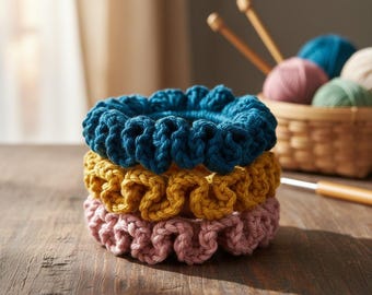 Ruffle Scrunchie Crochet Pattern – Easy Suzette Stitch Hair Tie PDF