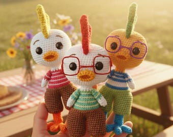 Young Rooster Keychain Crochet Pattern, Amigurumi Farm Animal PDF