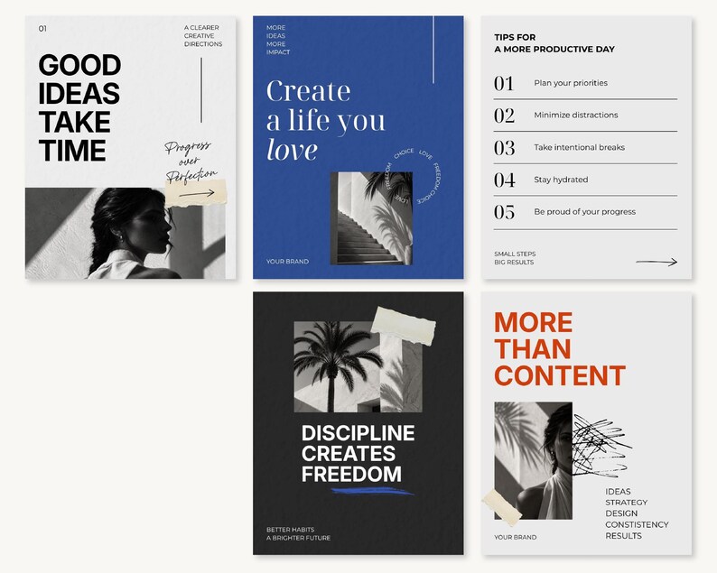 10 Editorial Instagram Canva Templates | Modern Social Media Post ...