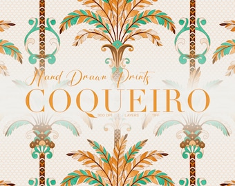 Coqueiro | Gravuras de luxo desenhadas à mão (Download digital)