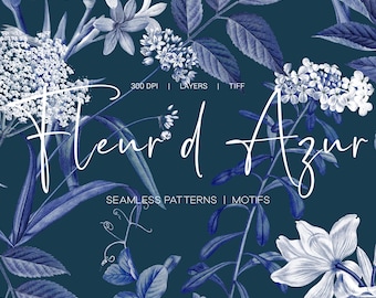 Fleur d’Azur Exquisite Floral Prints Surface Pattern Design
