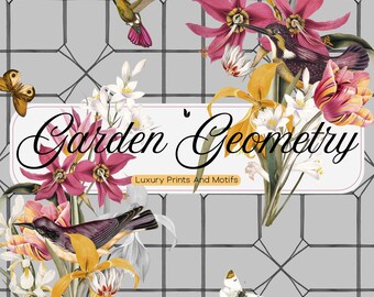 Padrões e gráficos geométricos de jardim sem emendas