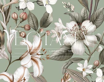 Estampa floral elegante | Design de superfície botânico (Download digital)