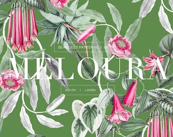 Meloura Luxury Patterns And Elements | Design de padrão floral sem emendas (Download digital)