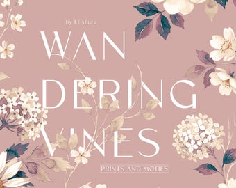 Padrões e motivos florais em aquarela sem emendas