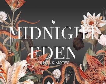 Conjunto de padrões e motivos sem costura Midnight Eden (Download digital)