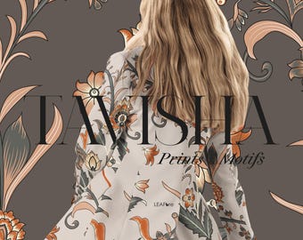 Tavisha: Estampas e motivos pintados à mão, sem emendas.