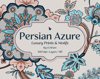 Padrões tradicionais persas em azul