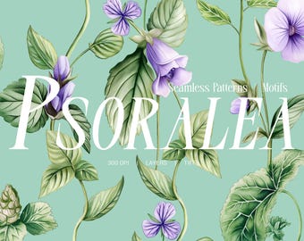 Estampas e motivos botânicos de Psoralea Padrões de luxo para tecidos, papéis de parede e muito mais.