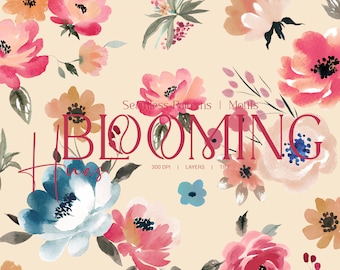 Padrões florais em tons vibrantes | Design requintado de padrões florais de superfície com motivos individuais