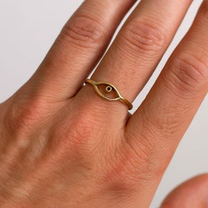 Evil Eye Brass Ring, Handmade Protection Ring, Boho Eye Jewelry, Unique Brass Statement Ring,  Minimal Ring, Eye of Horus Inspired Gift .