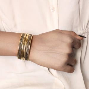 Handmade Brass Cuff Bracelet: Adjustable Boho Bangle, Tribal Jewelry