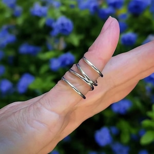 Handcrafted Sterling-Look Wire Wrap Thumb Ring | Adjustable Spiral Bypass Band | Boho Minimalist Statement Jewelry, Halloween Gifts