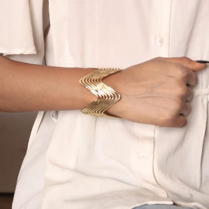 Minimalist Brass Cuff Bracelet, Wide Open Bangle, Stacked Layered Cuff, Adjustable Arm Bracelet, Halloween Gifts ,