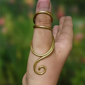Elegant Brass Spiral Thumb Ring – Bohemian Handmade Statement Jewelry , Halloween Gifts