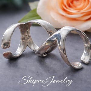 Anillo doble de plata de ley, anillo ajustable tipo brazalete abierto, anillo minimalista llamativo, anillo moderno para nudillos, regalo para mamá.