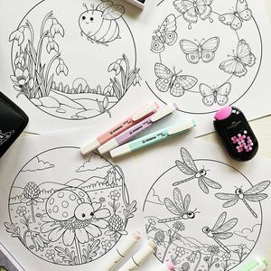 Cozy Bugs & Insects Coloring Pages by Vilyaroo | 4-Pack | Digital, Printable Coloring Page