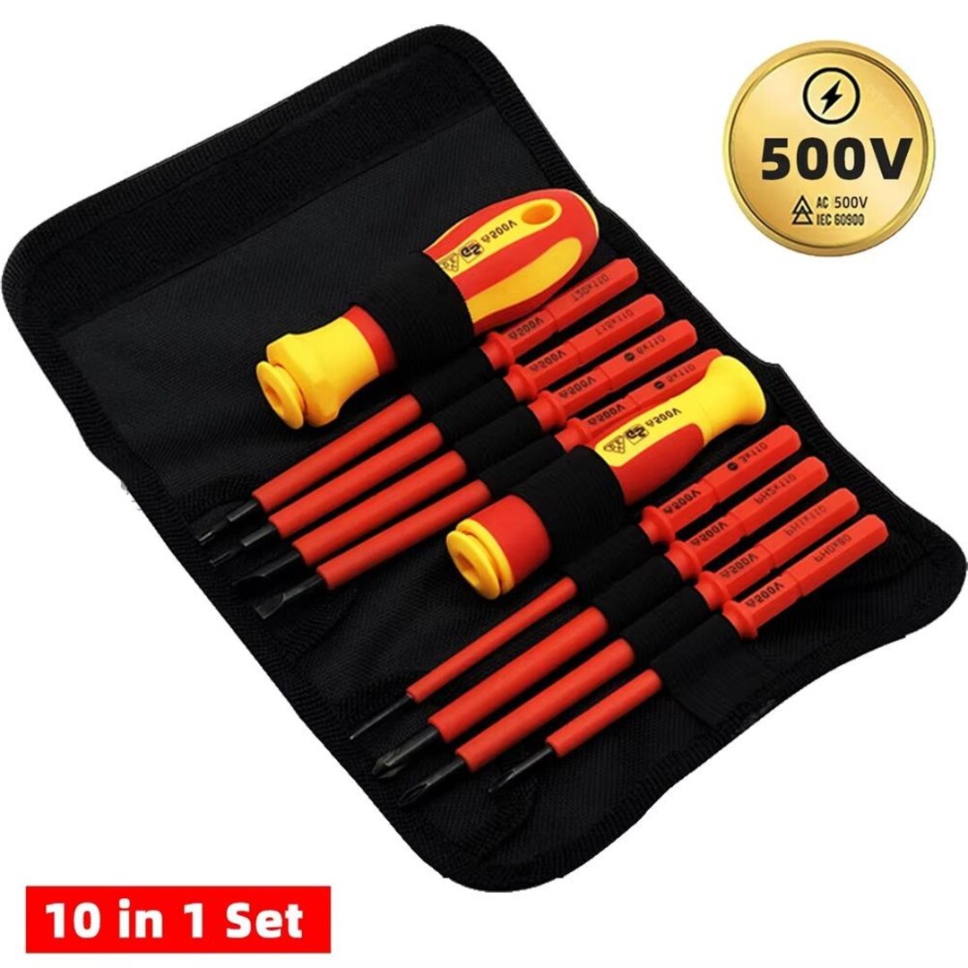 10-piece VDE Insulated Screwdriver Set, Interchangeable Magnetic Blades ...