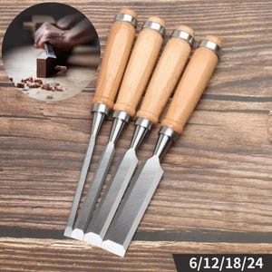 4Pcs Wood Chisel Set – 8/12/16/20mm Beech Handle Carving Tools for Woodworking