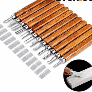 Wood Carving Chisels Set: 12 Carbon Steel Woodworking Tools with Sharpening Stones