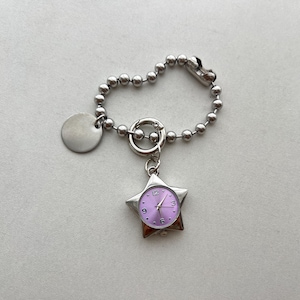 Y2K Purple Star Watch keychain,Vintage Silver Star Watch Pendant, Cute Watch Bag Charm, Unique Watch Gift.