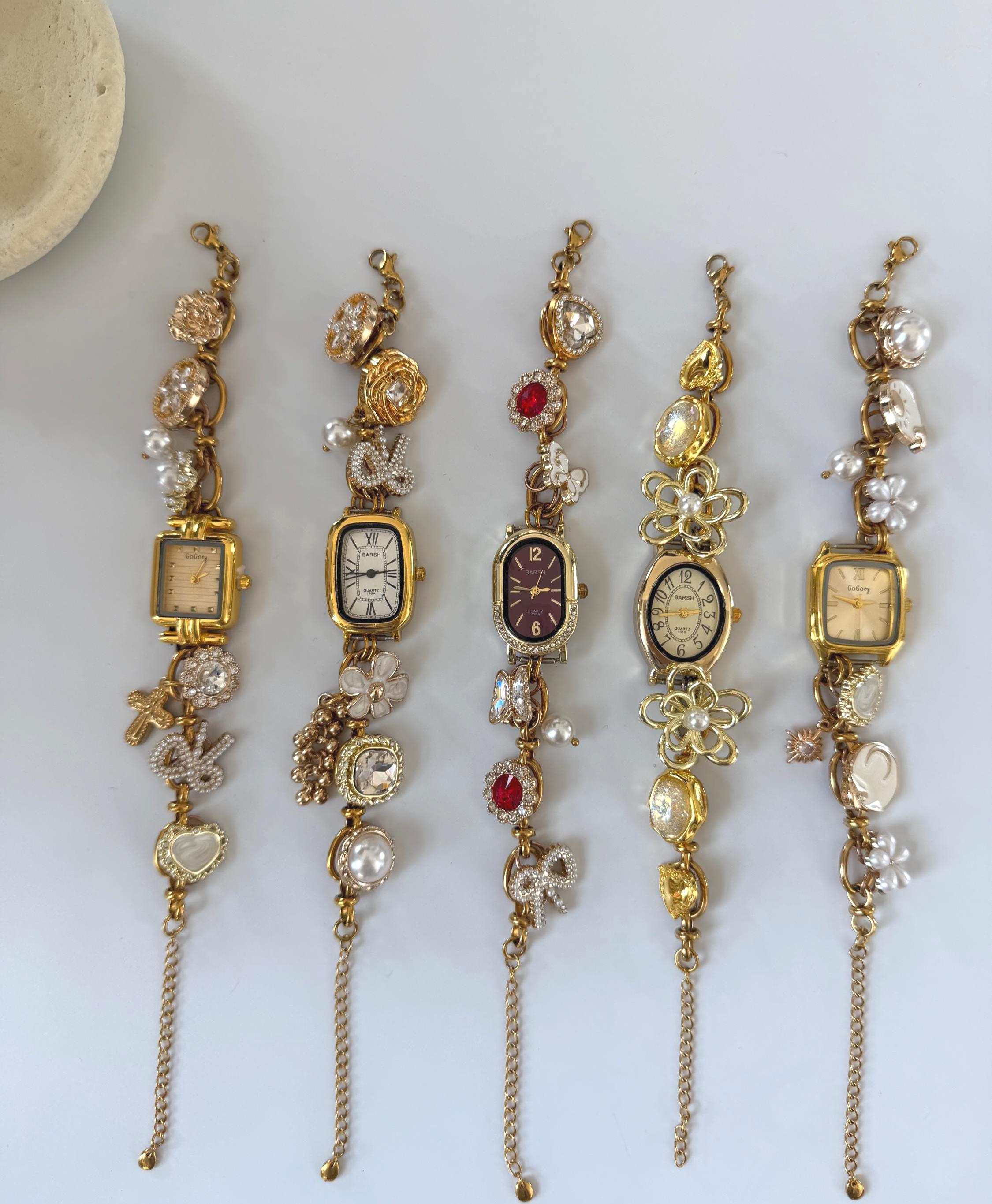 Rare Y2K Geometric Rhinestone Watch Bracelet Statement 