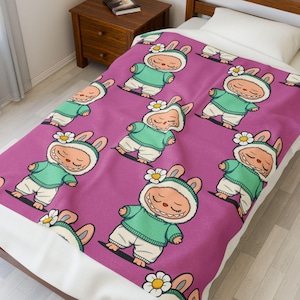 Labubu Plush Blanket: Soft Polyester Throw for Kids