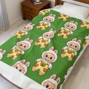 Labubu Plush Blanket: Soft Polyester Throw for Kids
