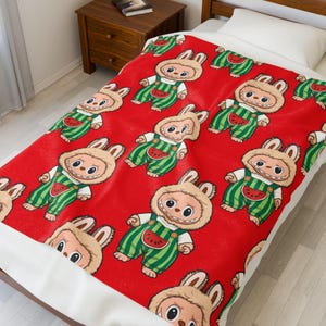 Labubu Plush Blanket: Soft Polyester Throw for Kids