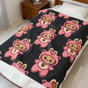 Labubu Plush Blanket: Soft Polyester Throw for Kids