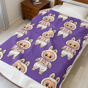 Labubu Plush Blanket: Soft Polyester Throw for Kids