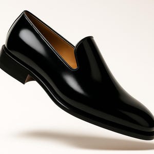 Handmade Black Leather Loafers for Men – Elegant Slip-On Dress Shoes