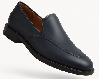 Elegant Blue Leather Slip-On Loafers Go Tour Men main image 3