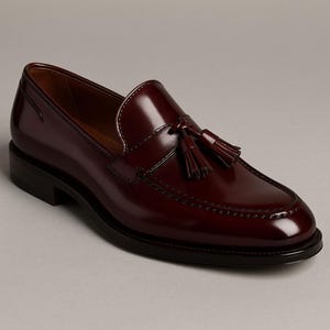 Handmade Burgundy Leather Tassel Loafers – Men’s Luxury Dress Shoes