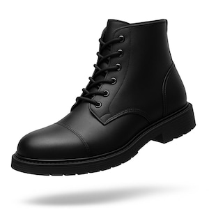 Handmade Black Leather Boots – Men’s Lace Up Combat Ankle Boots – Durable Workwear & Casual Fashion