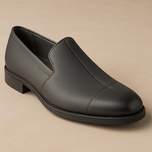 Handmade Black Leather Loafers – Men’s Slip-On Dress Shoes – Classic Formal Handmade Footwear