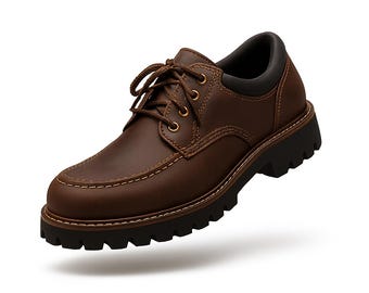 Classic Brown Leather Derby with Rugged Lug Sole Handcrafted Brown Calfskin Derby Shoes with Rugged Lug Sole  main image 4