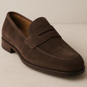 Mocassins masculinos de camurça marrom feitos à mão – Sapatos sociais de couro de luxo sem cadarço