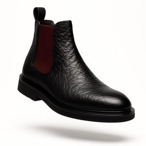 Handmade Black Genuine Leather Chelsea Boots: Men&#39;s Ankle Dress Boots