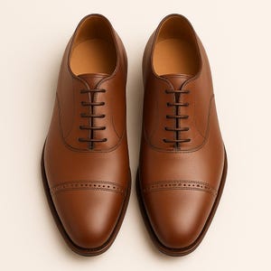 Handmade Brown Oxford Shoes – Men’s Genuine Leather Cap Toe Dress Shoes