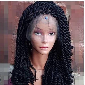 Peluca trenzada, peluca trenzada para mujer, peluca trenzada personalizada, peluca con giros, peluca trenzada hecha a mano, peluca trenzada para mujer negra, peluca de encaje completo, trenza africana