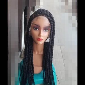 Peluca trenzada, peluca trenzada para mujer, peluca trenzada personalizada, peluca con giros, peluca trenzada hecha a mano, peluca trenzada para mujer negra, peluca de encaje completo, trenza africana