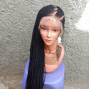 Peluca trenzada, peluca trenzada para mujer, peluca trenzada personalizada, peluca trenzada hecha a mano, peluca trenzada negra para mujer, peluca de encaje completo, peluca de trenzas africanas.