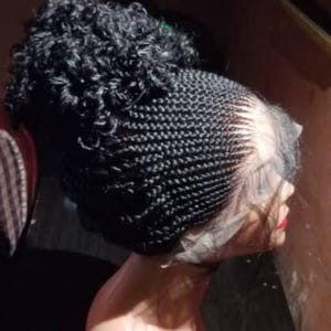 Peluca trenzada, peluca trenzada para mujer, peluca trenzada personalizada, peluca trenzada hecha a mano, peluca trenzada negra para mujer, peluca de encaje completo, peluca de trenzas africanas.