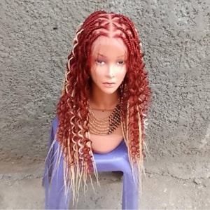 Peluca trenzada, peluca trenzada para mujer, peluca trenzada personalizada, peluca trenzada triangular, peluca trenzada negra para mujer, peluca de encaje completo, peluca de trenzas africanas