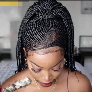 Peluca trenzada, peluca trenzada para mujer, peluca trenzada personalizada, peluca trenzada hecha a mano, peluca trenzada negra para mujer, peluca de encaje completo, peluca de trenzas africanas.
