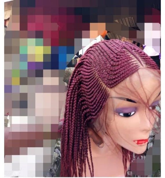 Handmade Cornrow Braided Wig: Front Lace, Custom Color  display picture 2
